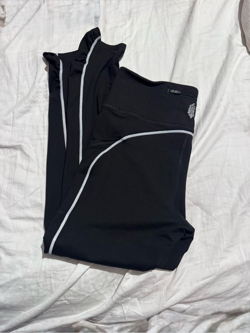FP Movement by Free People Black Leggings with White Trim